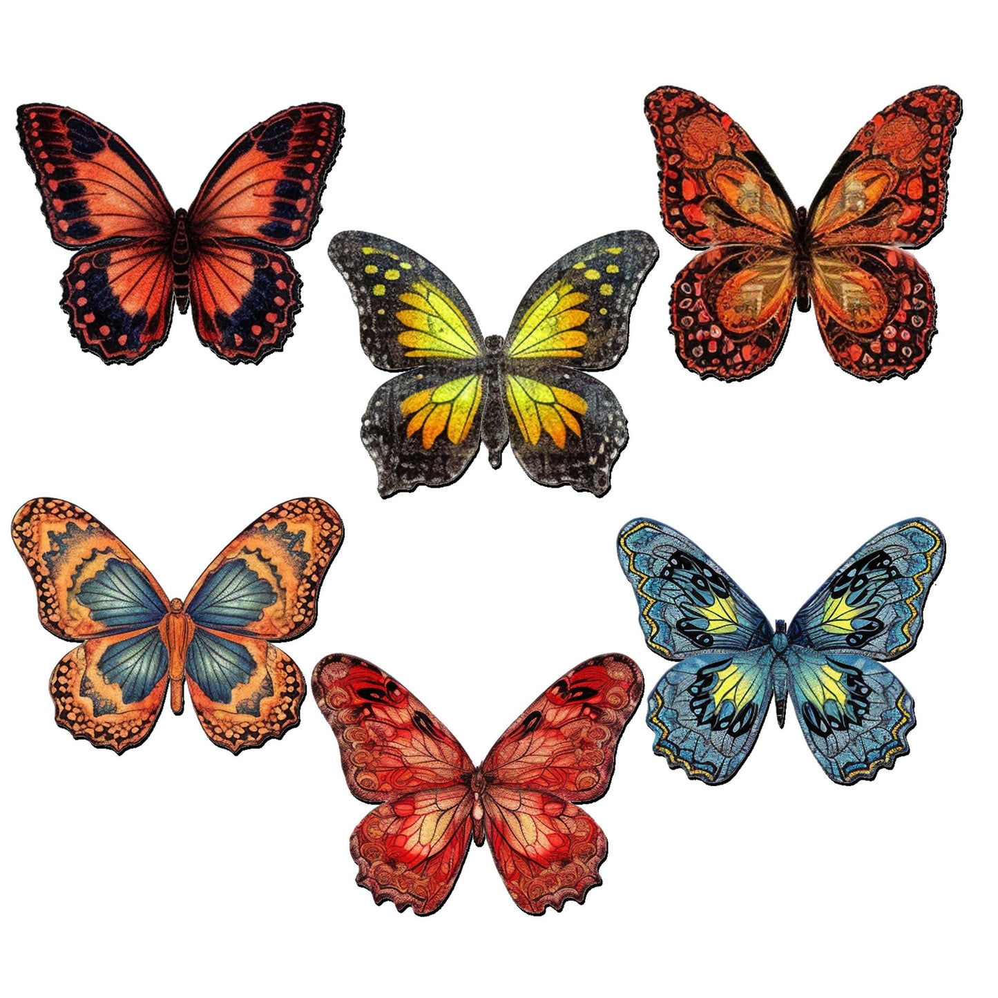 Summer Butterfly Decorative Eco Wood Magnets Set of 6 by G. Debrekht - Wildlife Decor - 8090012-1G-S6-4