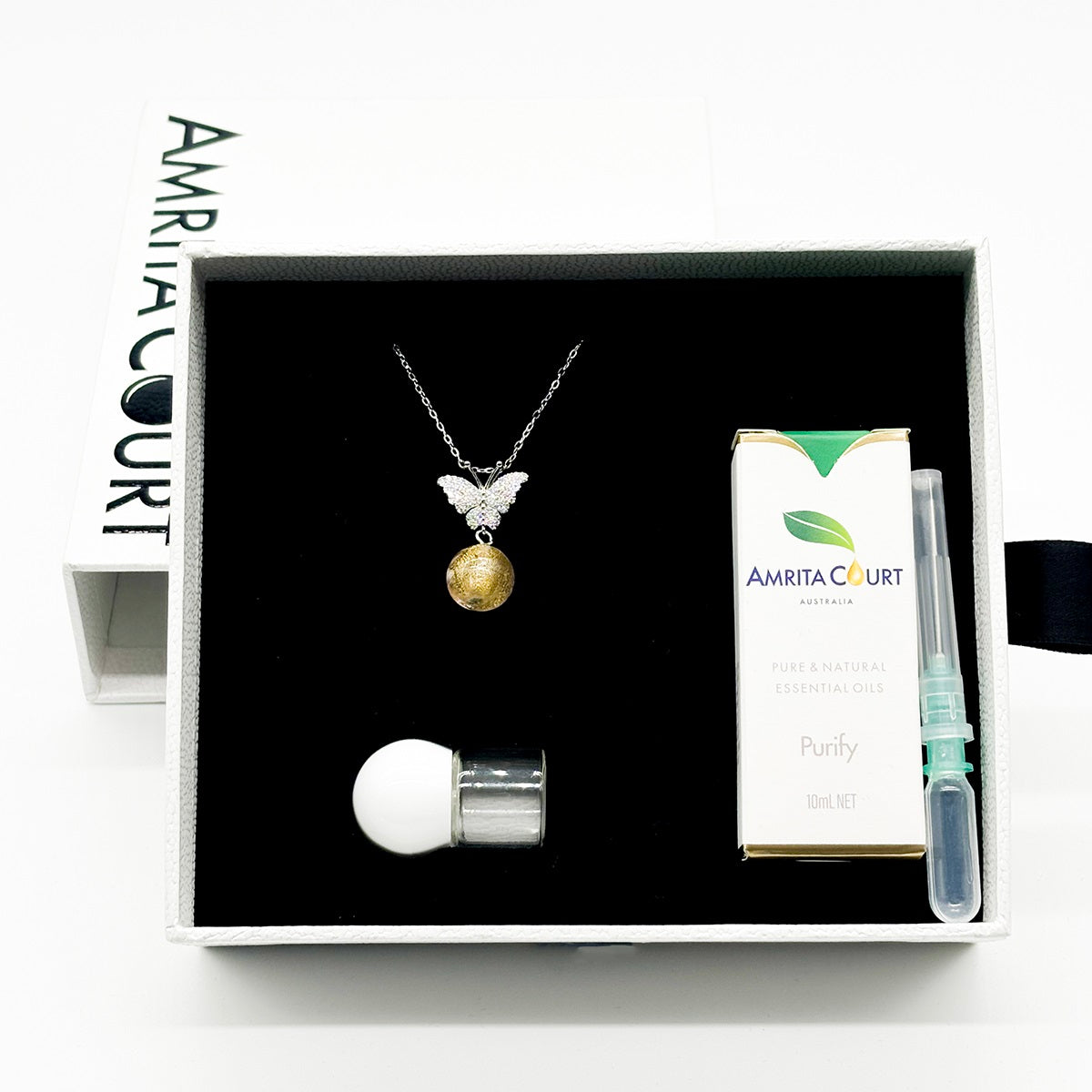 Sterling Silver Diamond Butterfly Aroma Necklace - Pink | Energy & Healing | Diffuse on the go-4