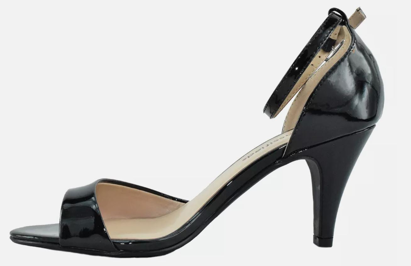 CityClassified Women Ankle Strap Heel Open Toe Black Patent Dress Sandals TUPPER-2