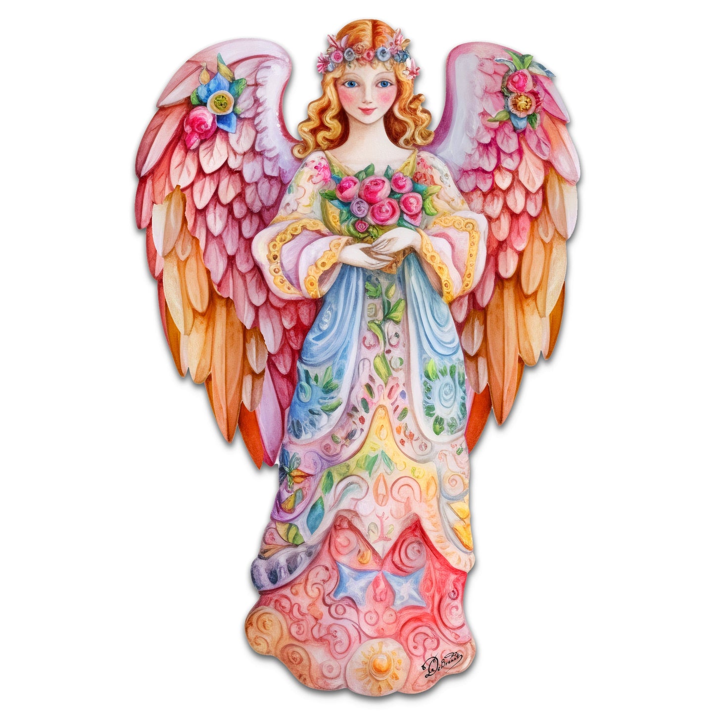 Pink Floral Angel Holiday Door Decor by G. Debrekht - Christmas Decor - 8611023H-4