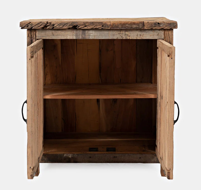 Solid Wood Rustic Industrial Accent Cabinet Dining Storage-1
