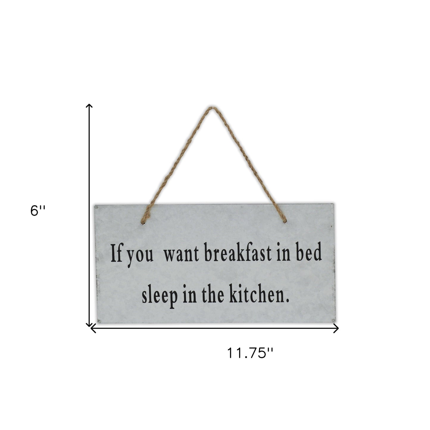 6" X 12" Gray Handcrafted Breakfast In Bed Galvanized Metal Wall Decor-7