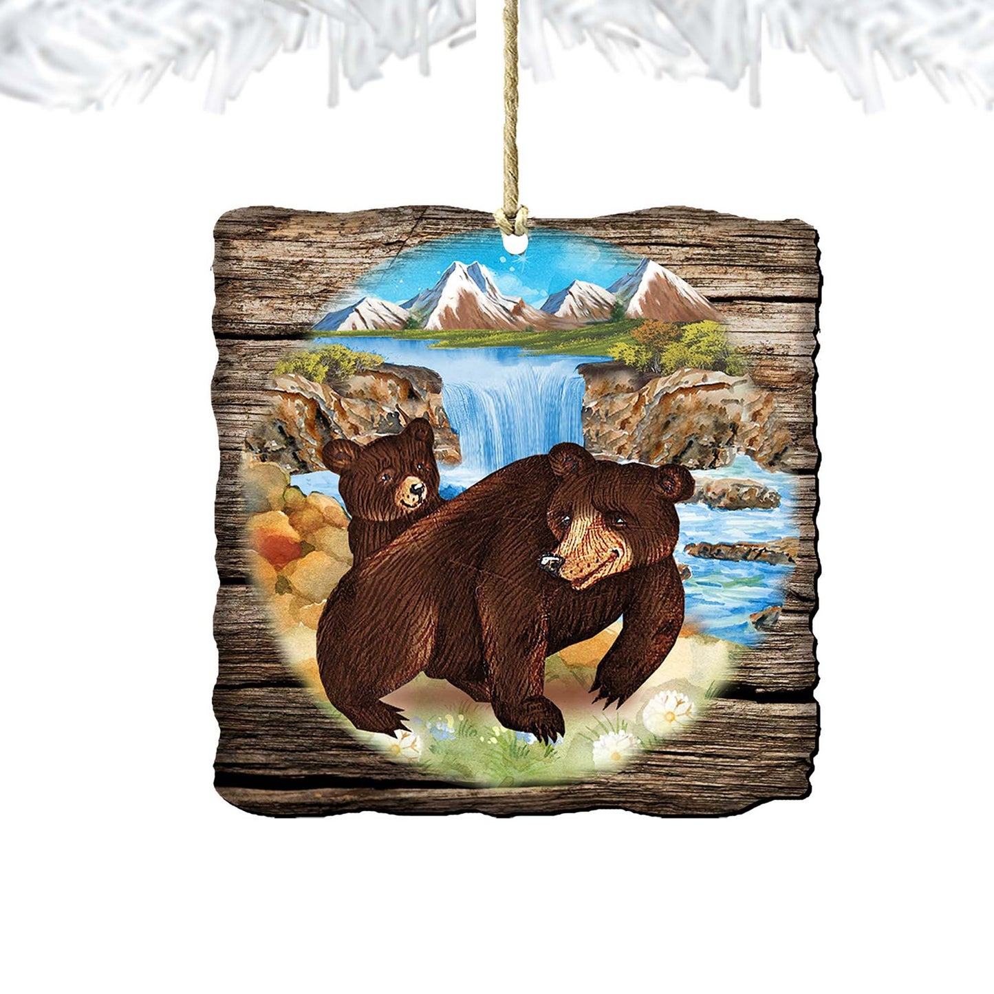 Bear Cabin Christmas Wooden Ornaments by G. DeBrekht - Wildlife Holiday Decor - 8114081-4