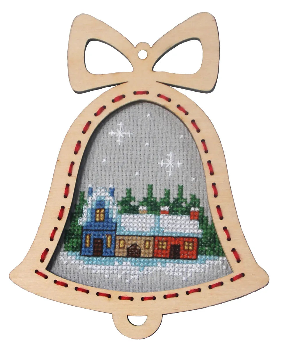 Complete counted cross stitch kit with plywood frame Bell - Houses 6649-0