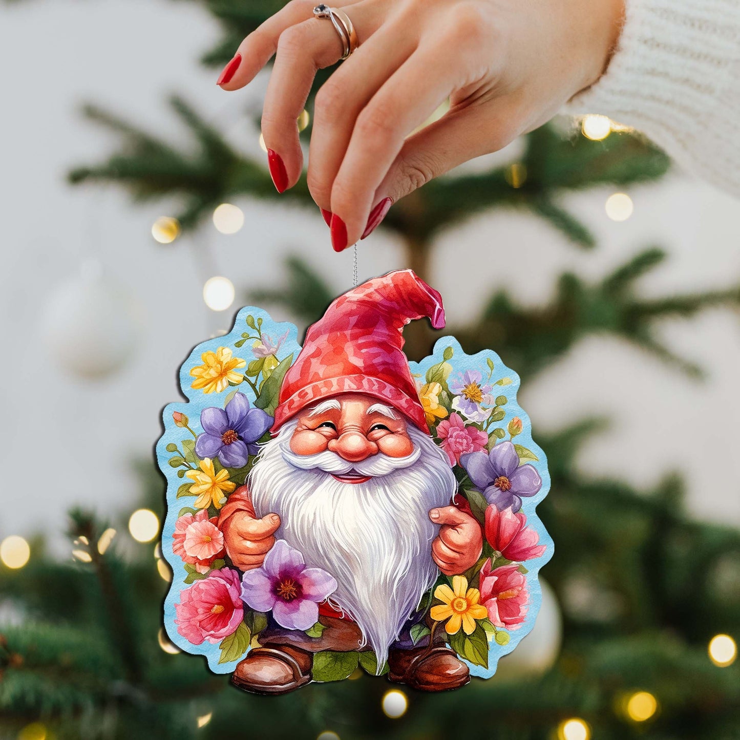 Garden Gnomes Decorative Eco Wood Ornaments Set of 3 by G. Debrekht - Spring Easter Decor - 8091030-S3-4