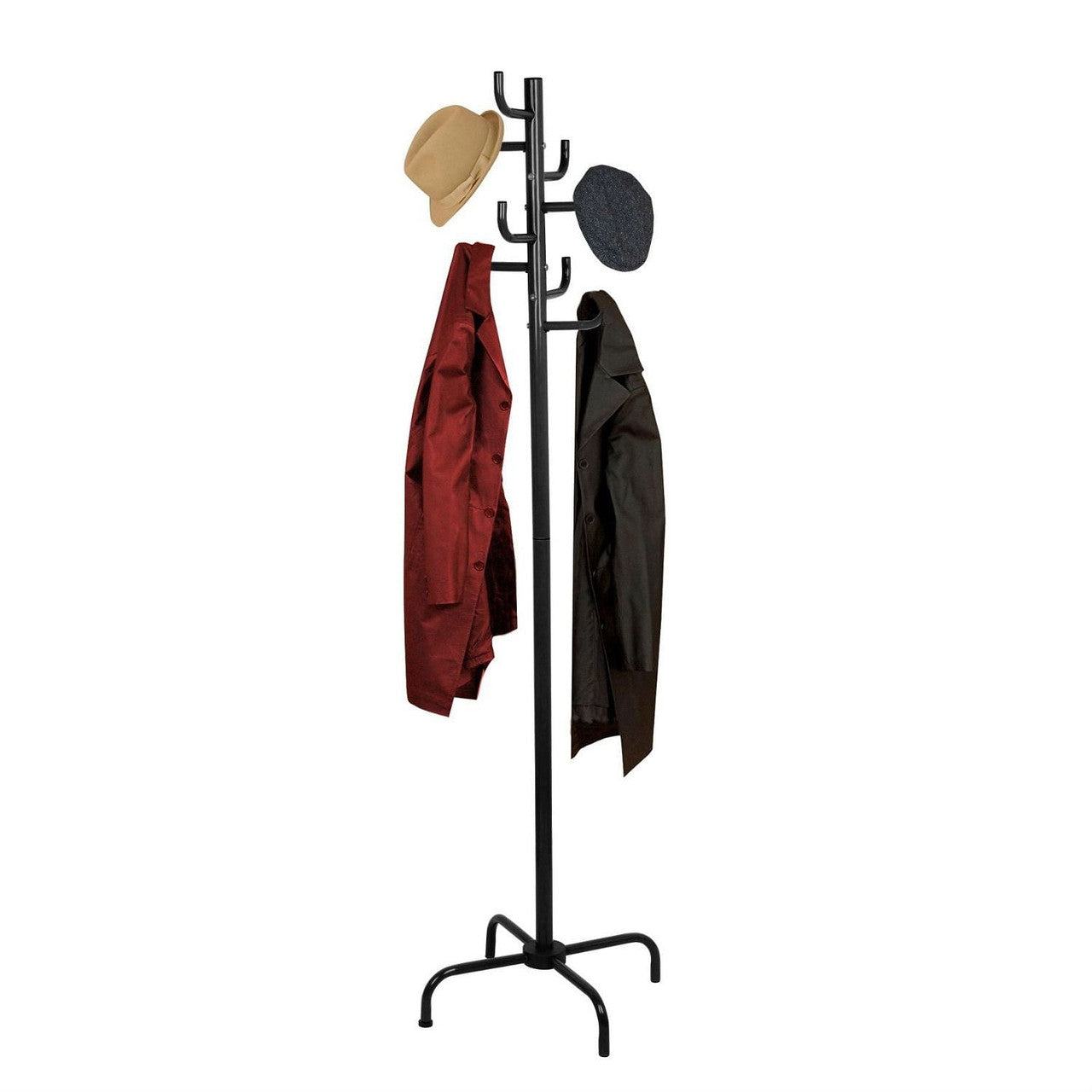 Black Metal Coat Rack Entry Hall Tree Hat Rack-2