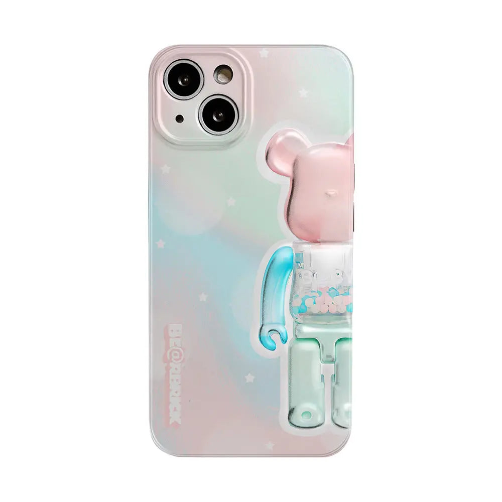 Smudged pink yellow blue bear suitable for Apple iPhone13pro max anti-fall 11/12 mobile phone shell xsmax/xr tide-2