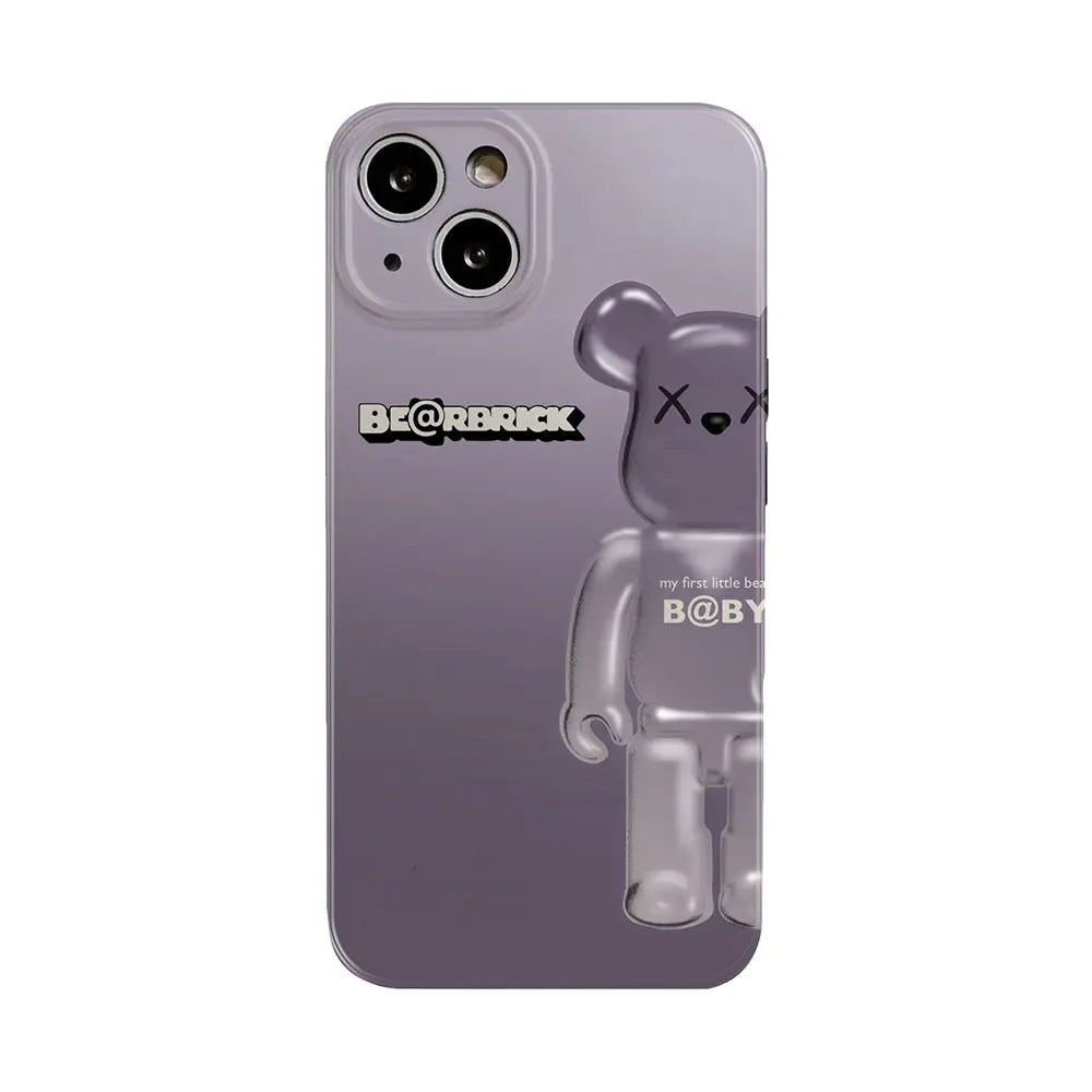 Smudged pink yellow blue bear suitable for Apple iPhone13pro max anti-fall 11/12 mobile phone shell xsmax/xr tide-4
