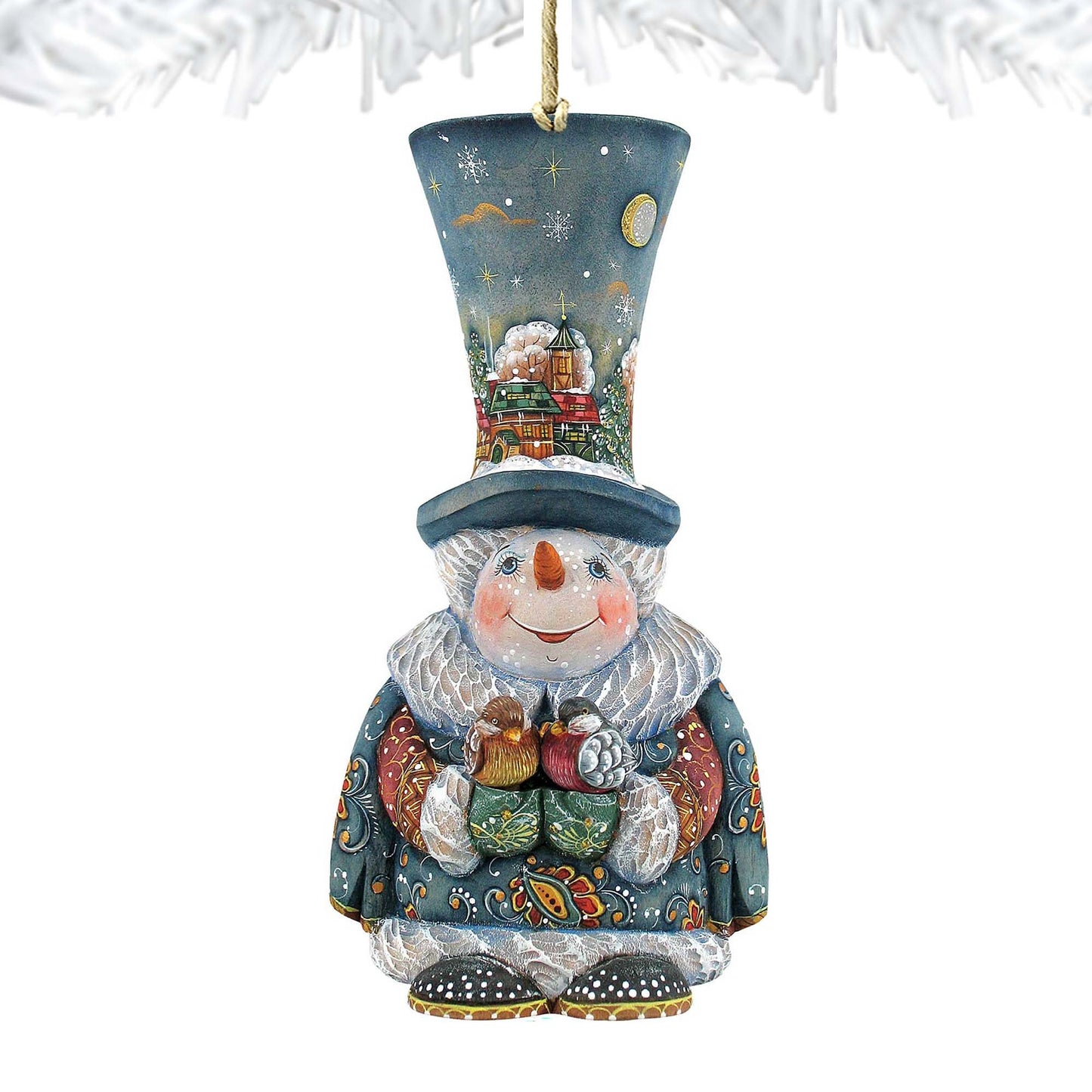 Old World Christmas Snowman Wooden Ornaments by G. DeBrekht - Christmas Santa Snowman Decor - 8116420-4
