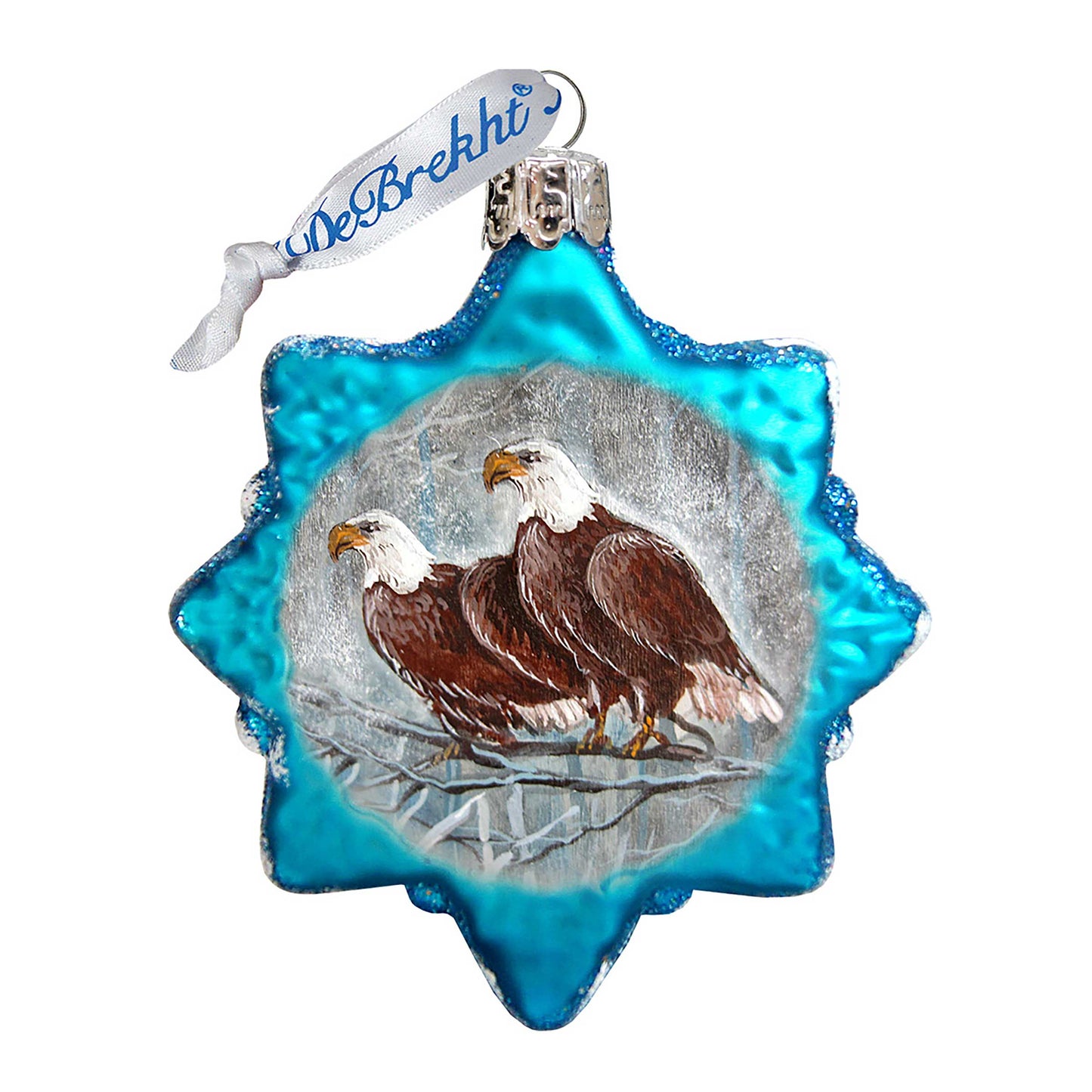 Eagles Snowflake Mercury Glass Ornament by G. DeBrekht - Wildlife Holiday Décor - 771033-4