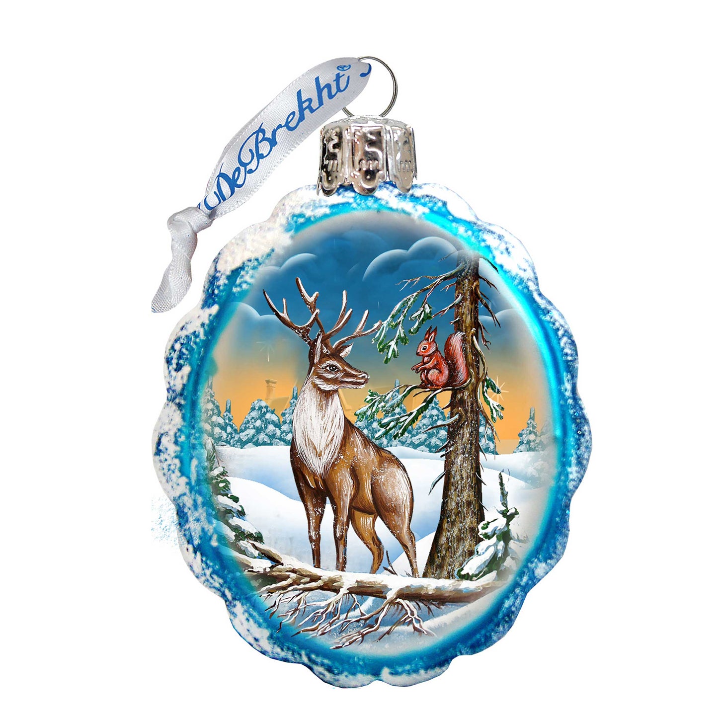 Deer and Friend Mercury Glass Ornament by G. DeBrekht - Wildlife Holiday Décor - 771013-4