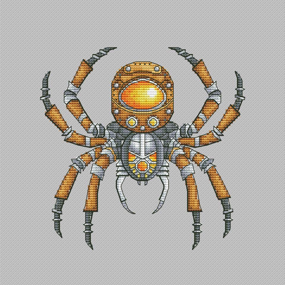 Steampunk Spider - PDF Cross Stitch Pattern-0