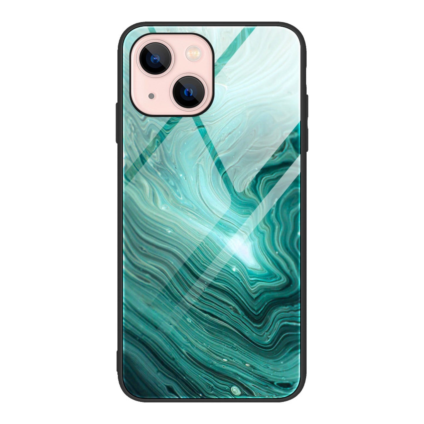 tpu tempered glass phone case for iPhone13 marble glass case-1