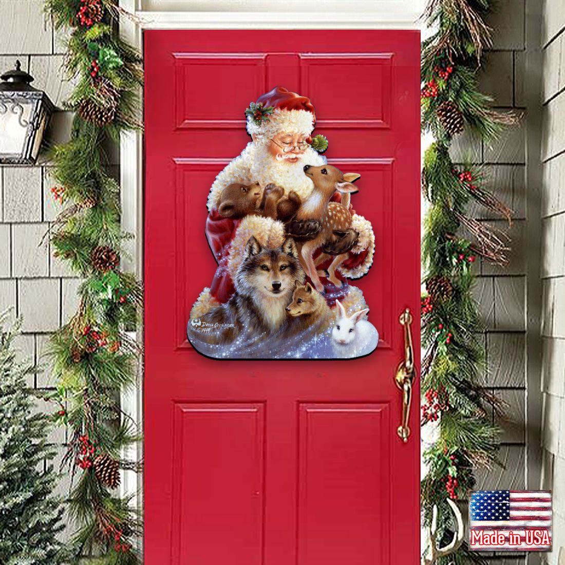 Santa Little Friends Christmas Door Decor by D. Gelsinger - Christmas Santa Snowman Decor - 8461012H-9914-2