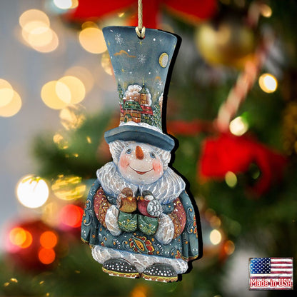 Old World Christmas Snowman Wooden Ornaments by G. DeBrekht - Christmas Santa Snowman Decor - 8116420-2