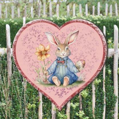 Easter Bunny Heart Holiday Door Decor by G. Debrekht - Easter Spring Decor - 8652780H-3