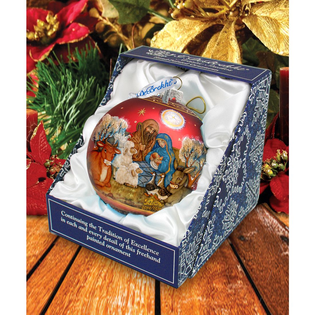 Story of Nativity Ball Glass Ornament Limited Edition by G. DeBrekht - Nativity Holiday Decor - 73853-2