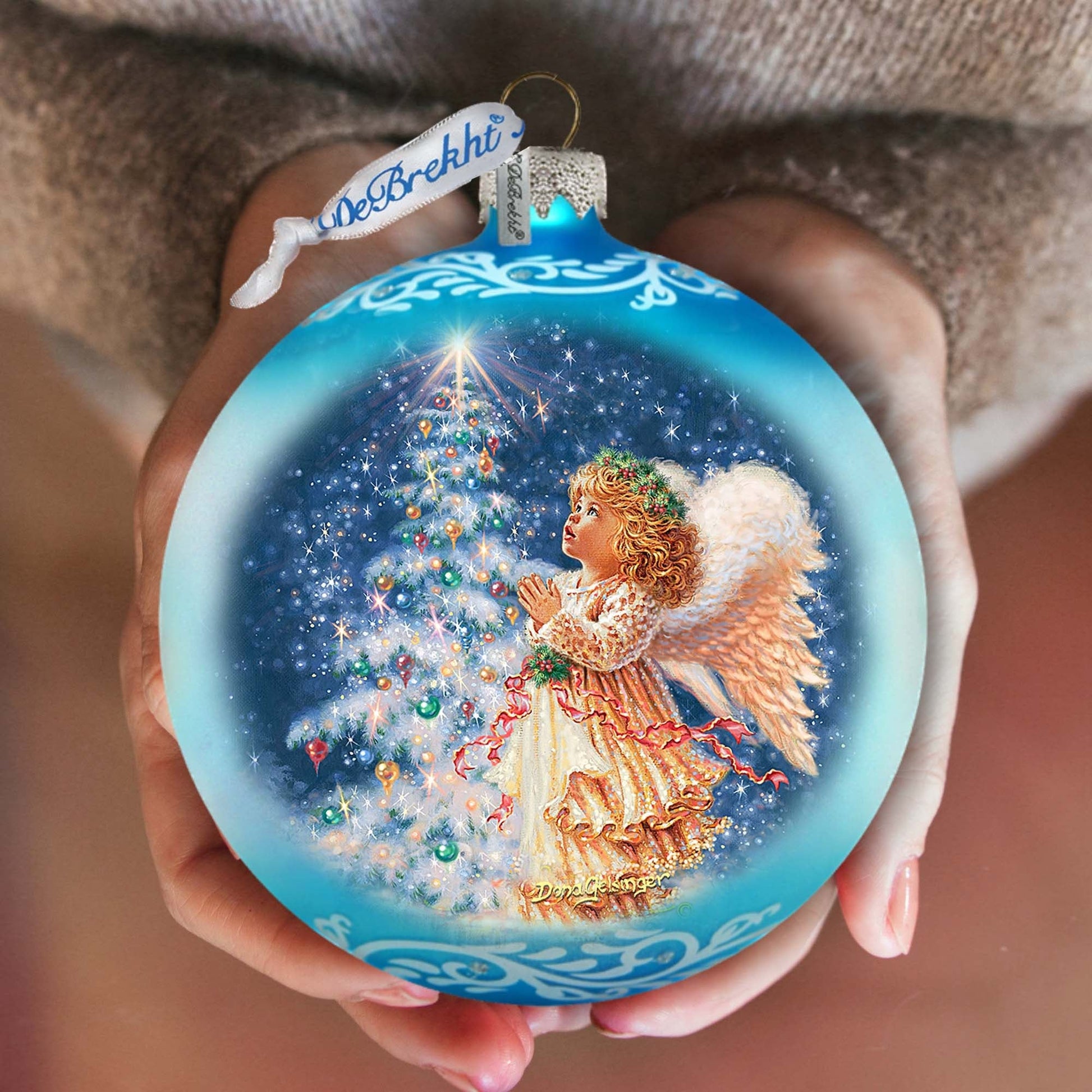 Angels Christmas Wish Lg Glass Ornament by D.Gelsinger - Christmas Holiday Decor - 73961-3