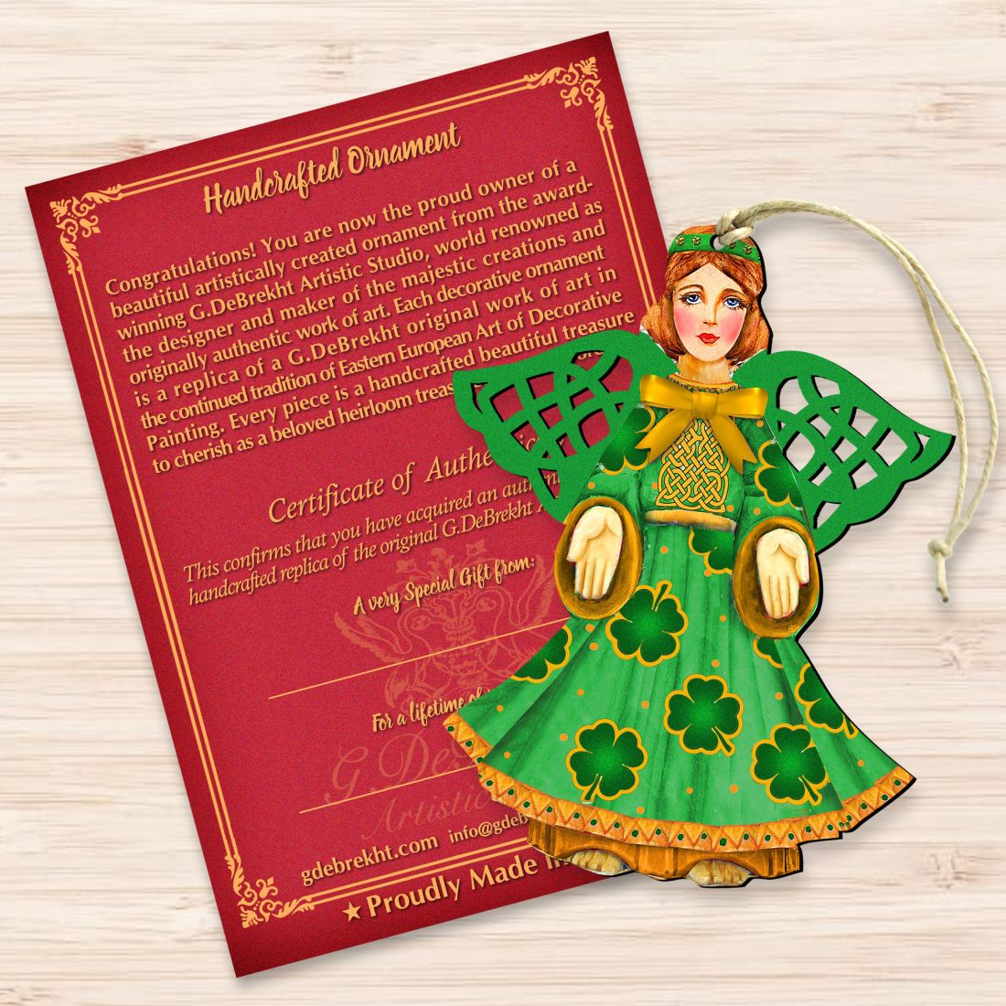 Irish Angel Wooden Ornaments by G. DeBrekht - Nativity Holiday Decor - 8199755-1