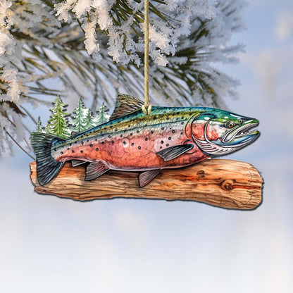 Splendid Sockeye Wooden Ornaments by G.Debrekht - Wildlife Holiday Decor - 8710109-2-0