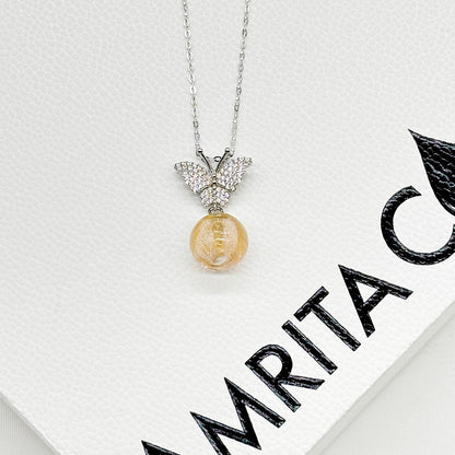 Sterling Silver Diamond Butterfly Aroma Necklace - Pink | Energy & Healing | Diffuse on the go-3