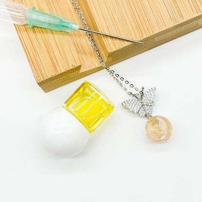 Sterling Silver Diamond Butterfly Aroma Necklace - Pink | Energy & Healing | Diffuse on the go-1