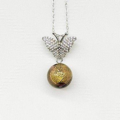 Sterling Silver Diamond Butterfly Aroma Necklace - Starry Night | Energy & Healing | Diffuse on the go-0