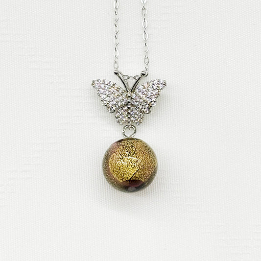 Sterling Silver Diamond Butterfly Aroma Necklace - Starry Night | Energy & Healing | Diffuse on the go-0