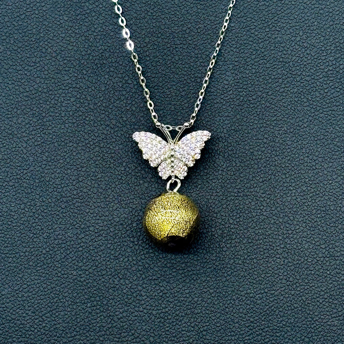Sterling Silver Diamond Butterfly Aroma Necklace - Starry Night | Energy & Healing | Diffuse on the go-2