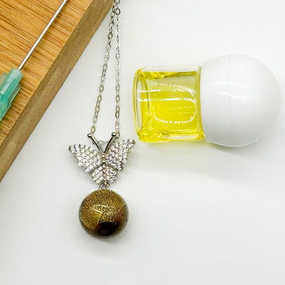 Sterling Silver Diamond Butterfly Aroma Necklace - Starry Night | Energy & Healing | Diffuse on the go-1