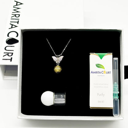 Sterling Silver Diamond Butterfly Aroma Necklace - Starry Night | Energy & Healing | Diffuse on the go-4