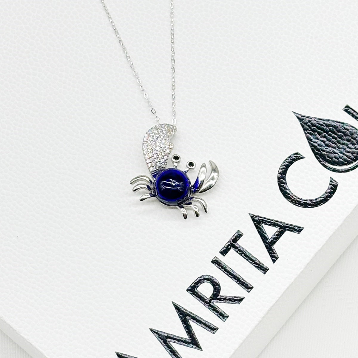 Sterling Silver King Crab Aroma Necklace - Navy | Energy & Healing | Diffuse on the go-2