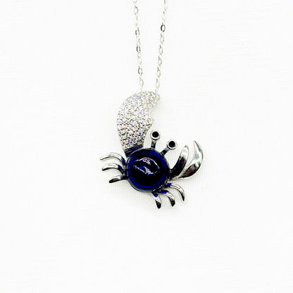 Sterling Silver King Crab Aroma Necklace - Navy | Energy & Healing | Diffuse on the go-0