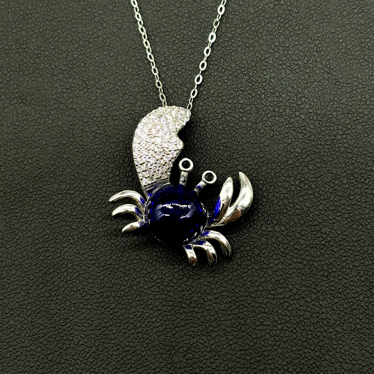 Sterling Silver King Crab Aroma Necklace - Navy | Energy & Healing | Diffuse on the go-3