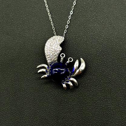 Sterling Silver King Crab Aroma Necklace - Navy | Energy & Healing | Diffuse on the go-3