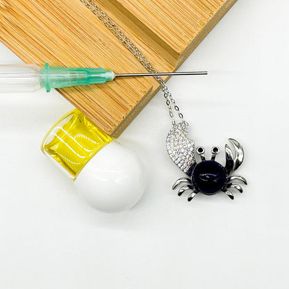 Sterling Silver King Crab Aroma Necklace - Navy | Energy & Healing | Diffuse on the go-1