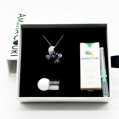 Sterling Silver King Crab Aroma Necklace - Navy | Energy & Healing | Diffuse on the go-4