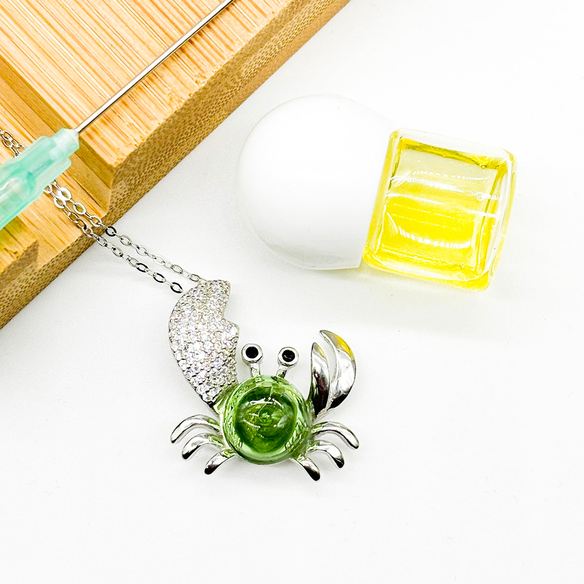Sterling Silver King Crab Aroma Necklace - Lime | Energy & Healing | Diffuse on the go-1