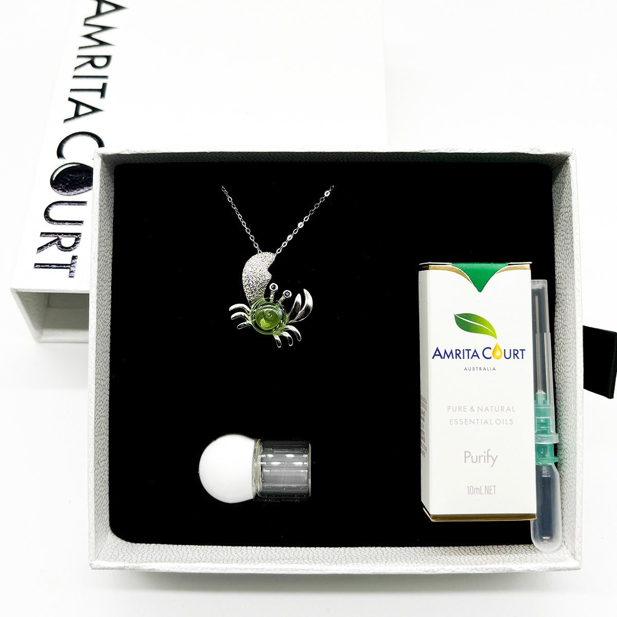 Sterling Silver King Crab Aroma Necklace - Lime | Energy & Healing | Diffuse on the go-4