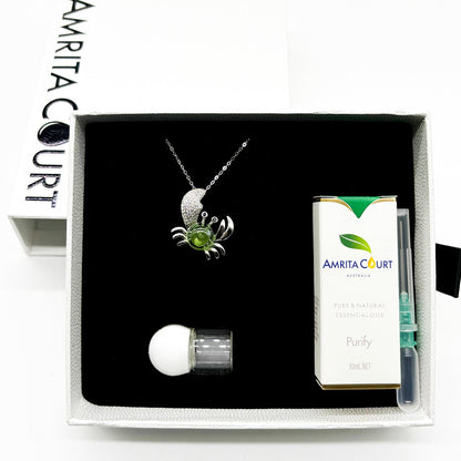 Sterling Silver King Crab Aroma Necklace - Lime | Energy & Healing | Diffuse on the go-4