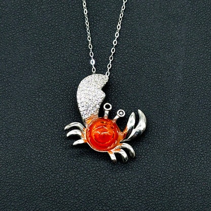 Sterling Silver King Crab Aroma Necklace - Fire Orange | Energy & Healing | Diffuse on the go-3
