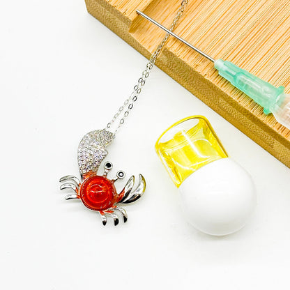 Sterling Silver King Crab Aroma Necklace - Fire Orange | Energy & Healing | Diffuse on the go-1