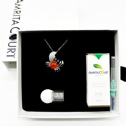 Sterling Silver King Crab Aroma Necklace - Fire Orange | Energy & Healing | Diffuse on the go-4