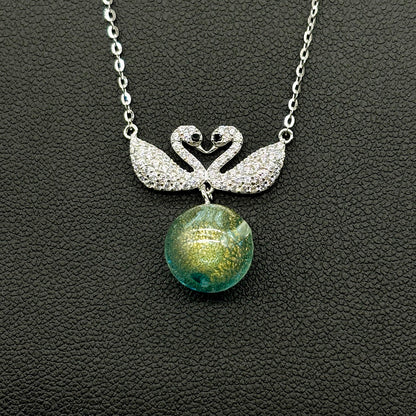 Sterling Silver Twin Swan Aroma Necklace - Aqua | Energy & Healing | Diffuse on the go | Perfect Gift-2