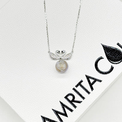 Sterling Silver Twin Swan Aroma Necklace - Gold Purple | Energy & Healing | Diffuse on the go-3