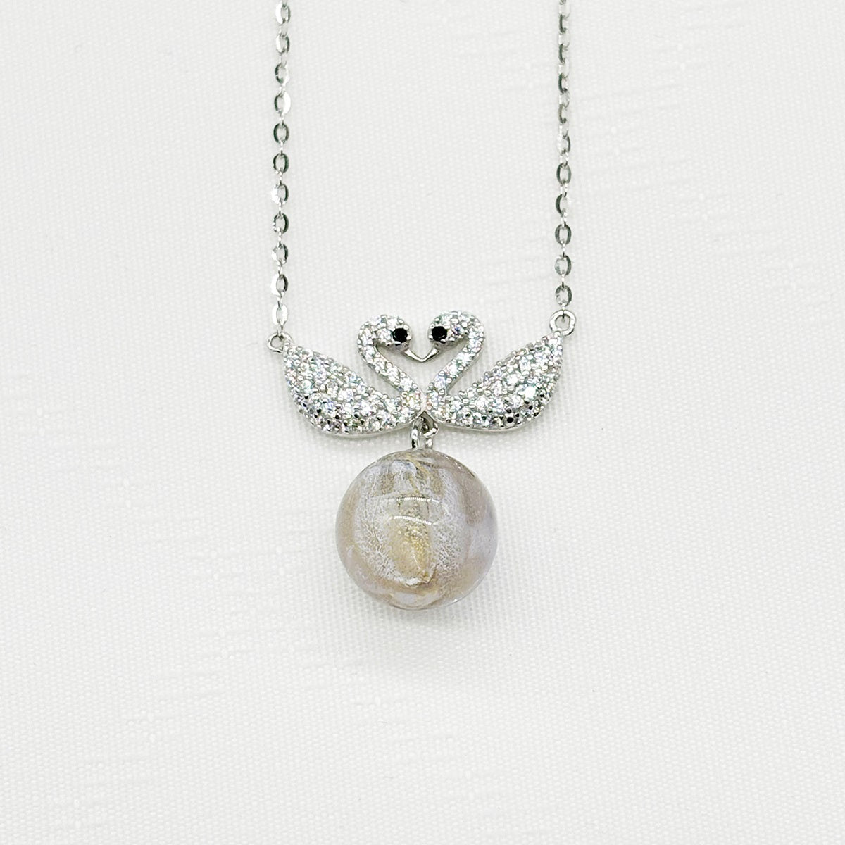 Sterling Silver Twin Swan Aroma Necklace - Gold Purple | Energy & Healing | Diffuse on the go-0