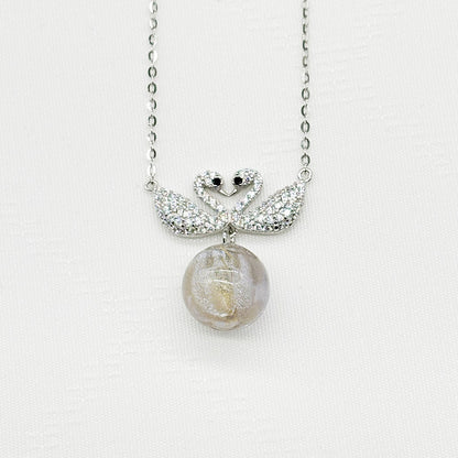 Sterling Silver Twin Swan Aroma Necklace - Gold Purple | Energy & Healing | Diffuse on the go-0