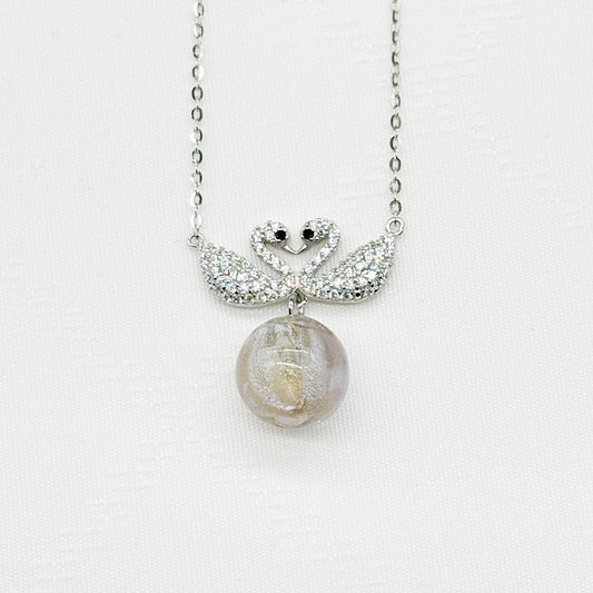 Sterling Silver Twin Swan Aroma Necklace - Gold Purple | Energy & Healing | Diffuse on the go-0