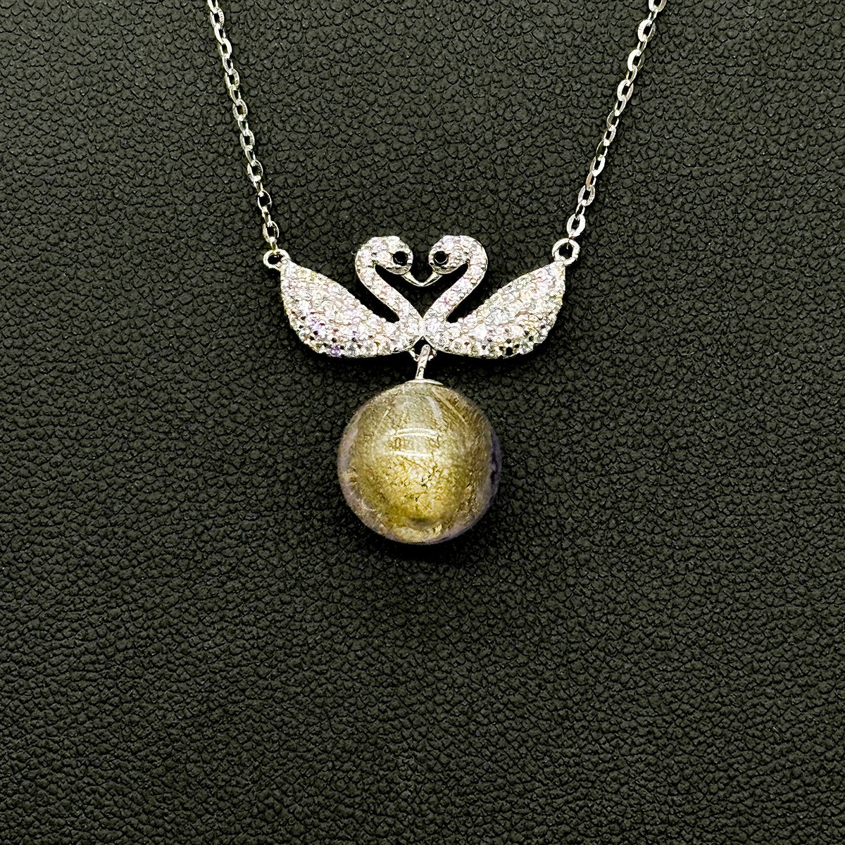 Sterling Silver Twin Swan Aroma Necklace - Gold Purple | Energy & Healing | Diffuse on the go-2