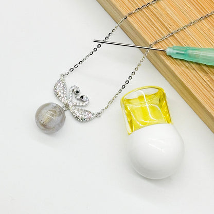 Sterling Silver Twin Swan Aroma Necklace - Gold Purple | Energy & Healing | Diffuse on the go-1